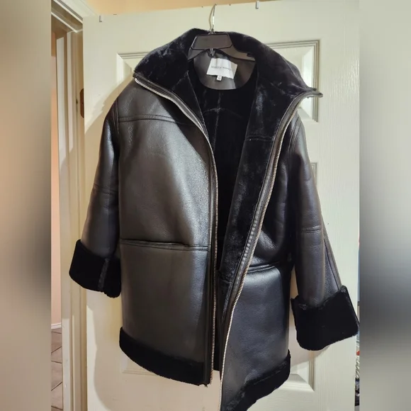 Rebecca Minkoff Vegan Shearling Car Coat Small - Picture 7 of 16